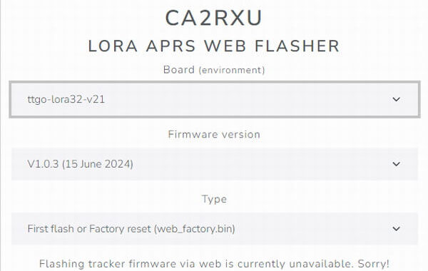 LoRa APRS - Nuevo iGate Web flasher